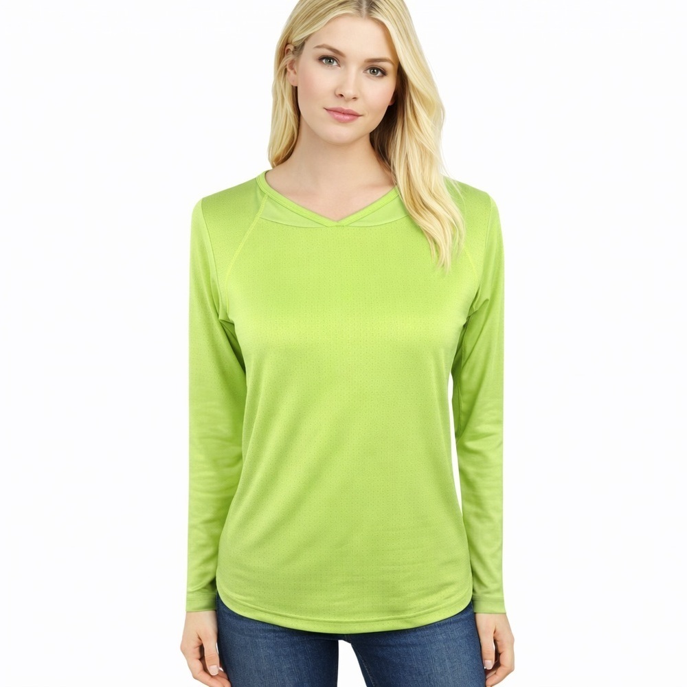 San Soleil Neon Green Pullover Top Golf Pickleball Active Vented UPF Size M